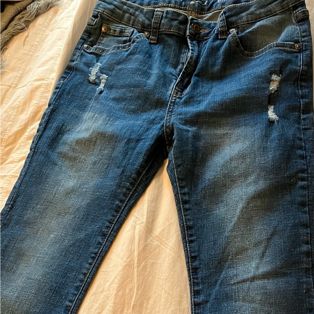 Seven for all mankind , slimmy blue jeans size 14 waist and inseam is 29.5.
